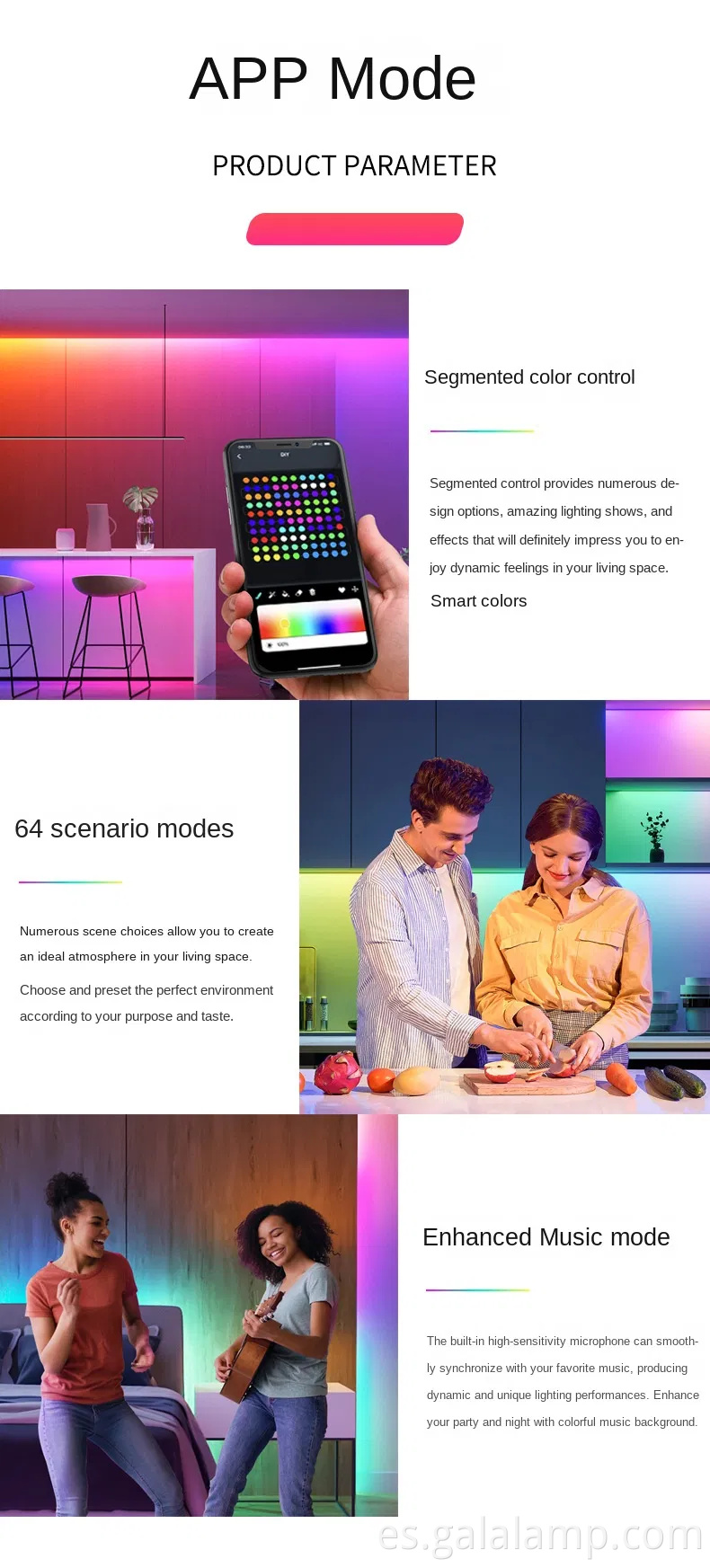 Luces de cuerda LED RGB inteligentes para decoración interior y exterior